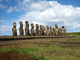 Picture of moai on Easter island.