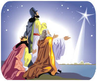 Picture of the Magi looking at a bright star