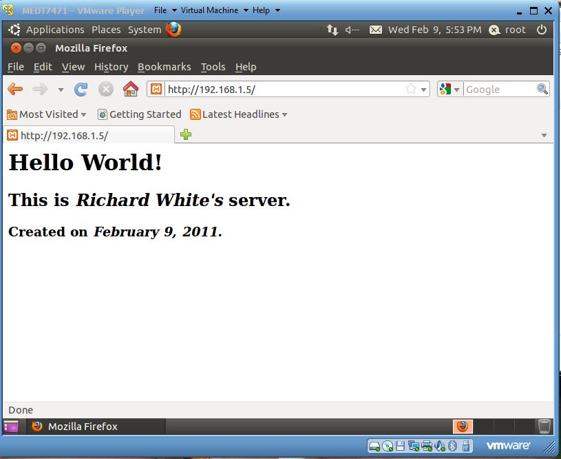 server webpage