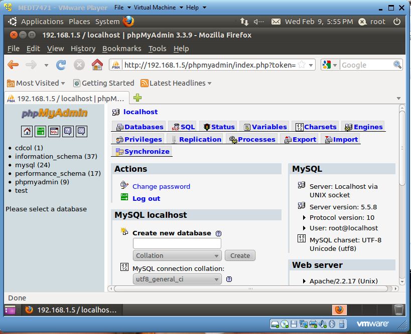 server admin page
