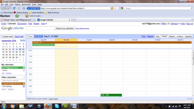 Google Calendar Screen Shot